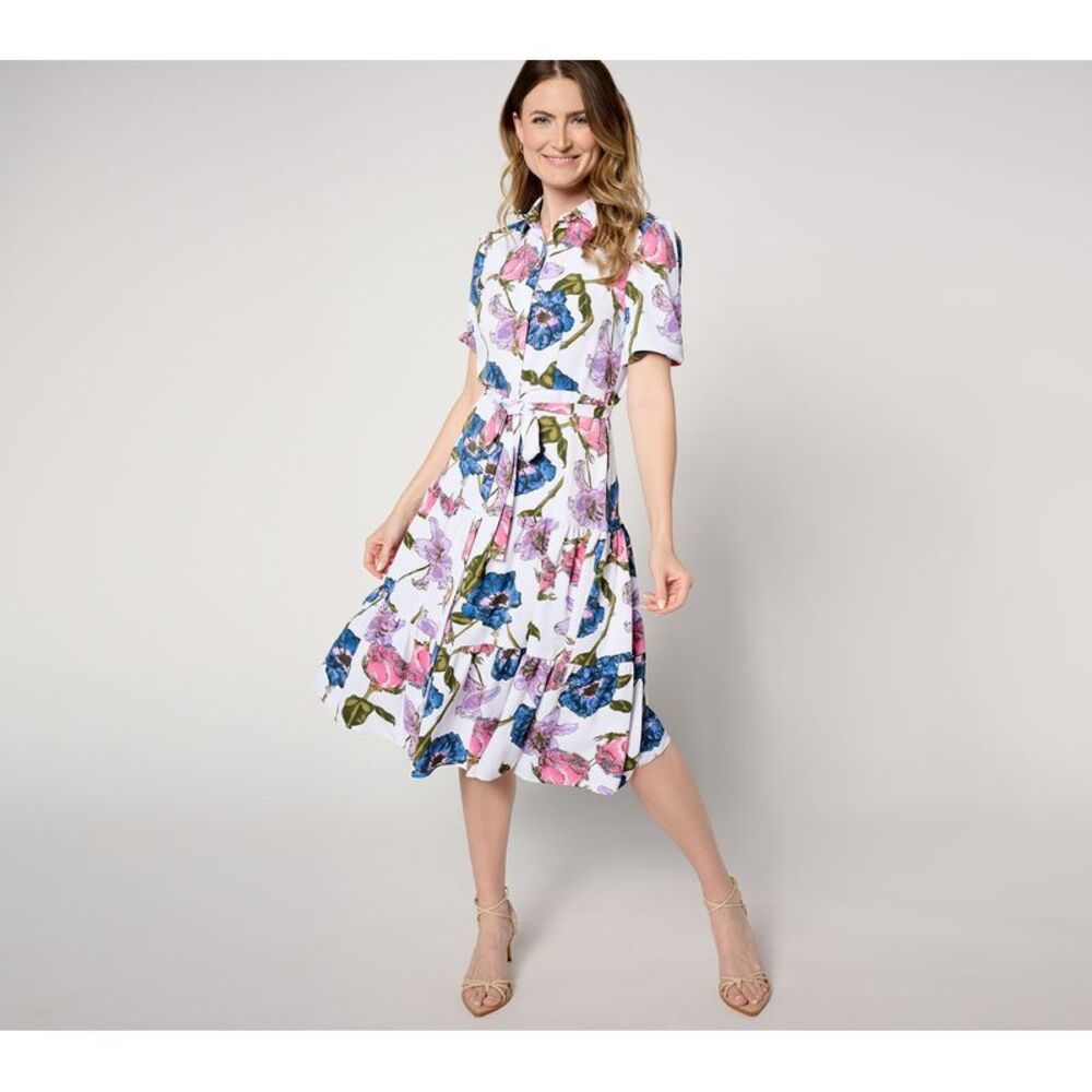 nicole by Nicole Miller Women's Dress Sz S Tiered Shirt Multi-colored
